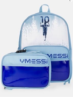 Messi Kids Light Blue & Royal Blue Backpack and Lunch Bag Set